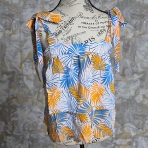 Vibrant Leaf Print Women's Blouse